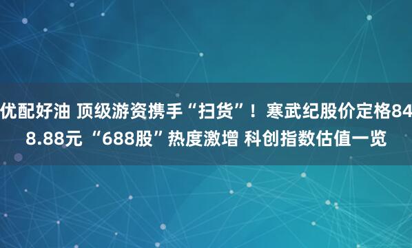 优配好油 顶级游资携手“扫货”！寒武纪股价定格848.88元 “688股”热度激增 科创指数估值一览
