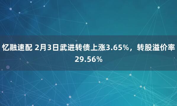 忆融速配 2月3日武进转债上涨3.65%，转股溢价率29.56%